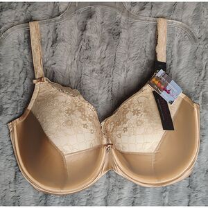 NWT Curvy Couture Tulip Lace Push Up Bra Size 40H Plus Size Lingerie Nude